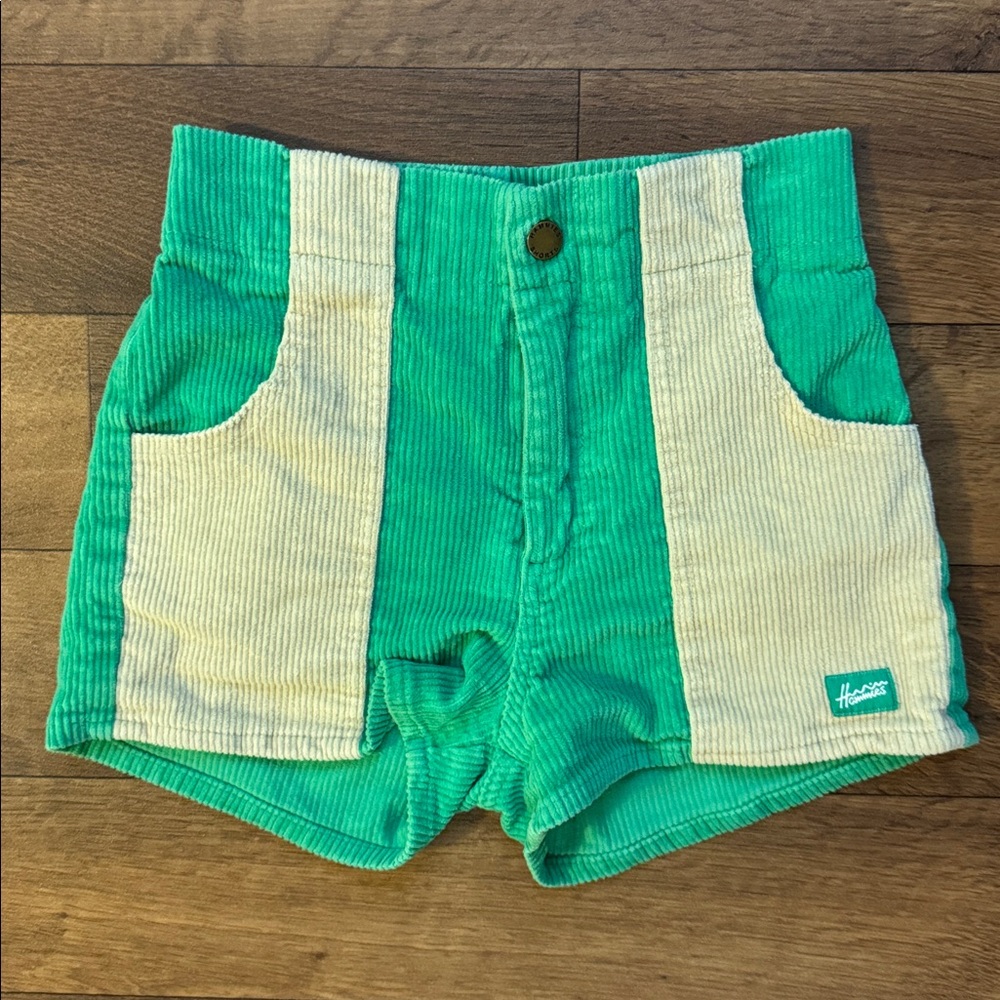 Havana Green & Cream Corduroy High-Waist Women's Shorts